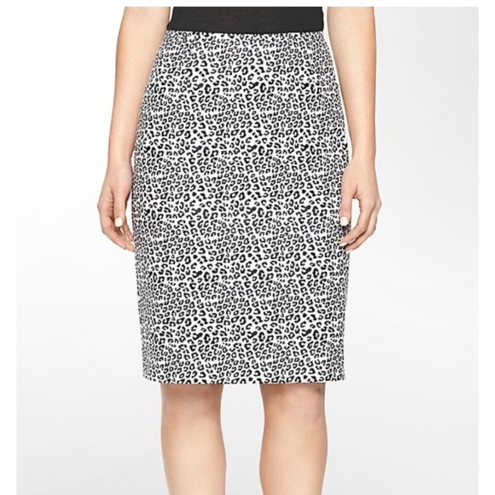 Calvin Klein‎ Womens Black White Leopard Print Pencil Skirt Career Size 2